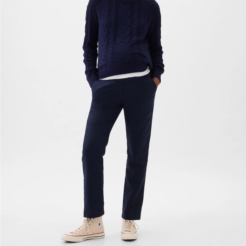 GAP Maternity Full Panel Linen-Cotton Pants navy XS